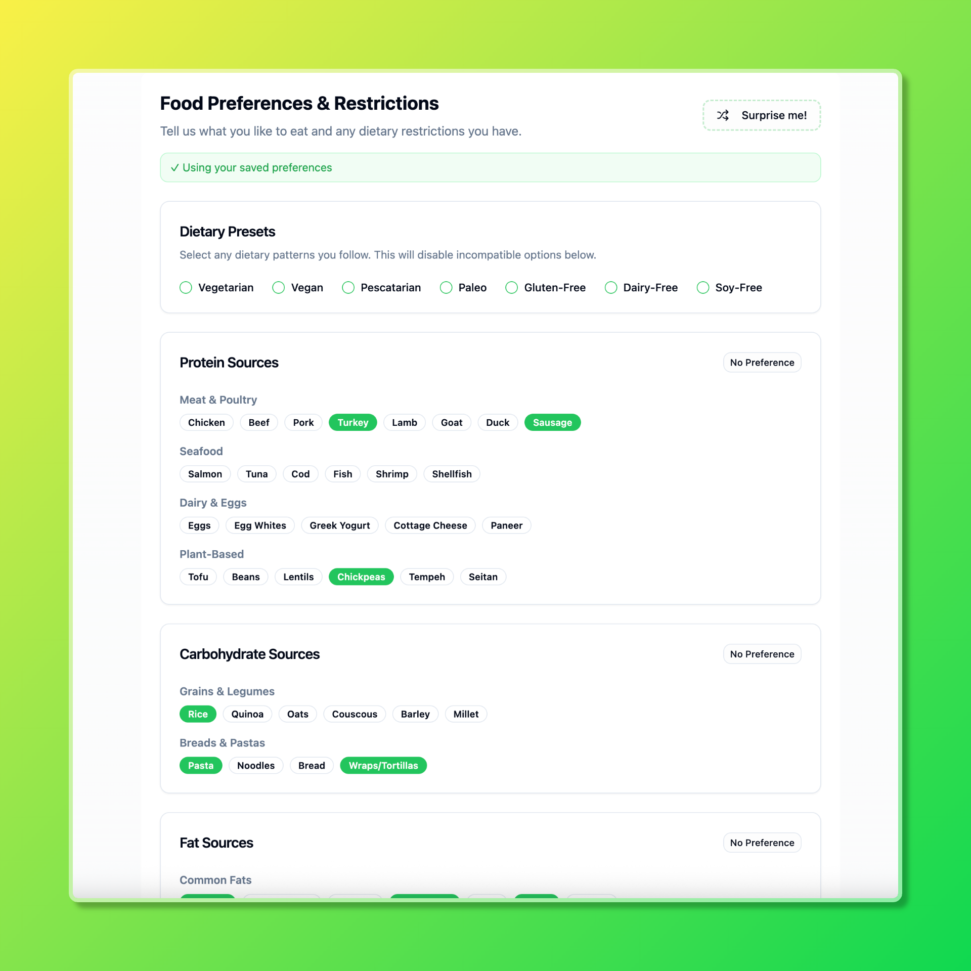 Set your preferences